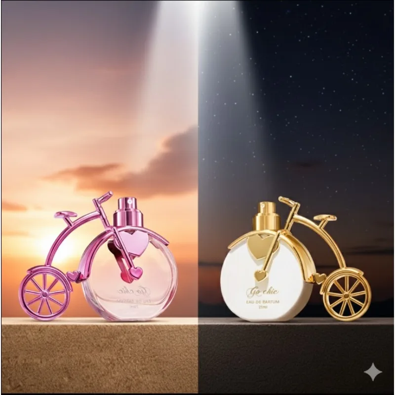 Pink Bicycle Design Perfume for Women 25ml Floral Scent with Citrus Lychee Rose Vanilla and Musk Long-Lasting Fresh Fragrance