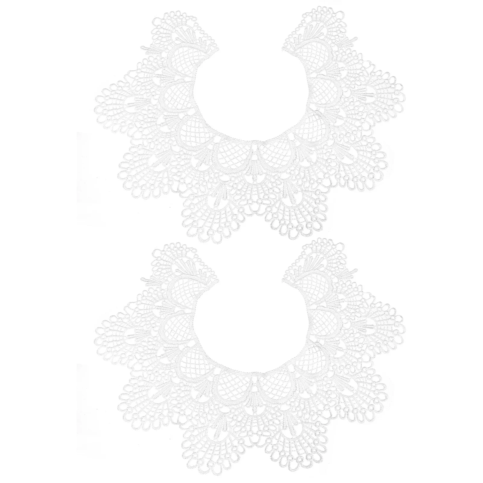 2 قطعة الدانتيل زين تموج الشكل المطرزة العنق طوق أبيض أنيق الأزهار تقليم DIY بها بنفسك الملابس ديكور الدانتيل طوق
