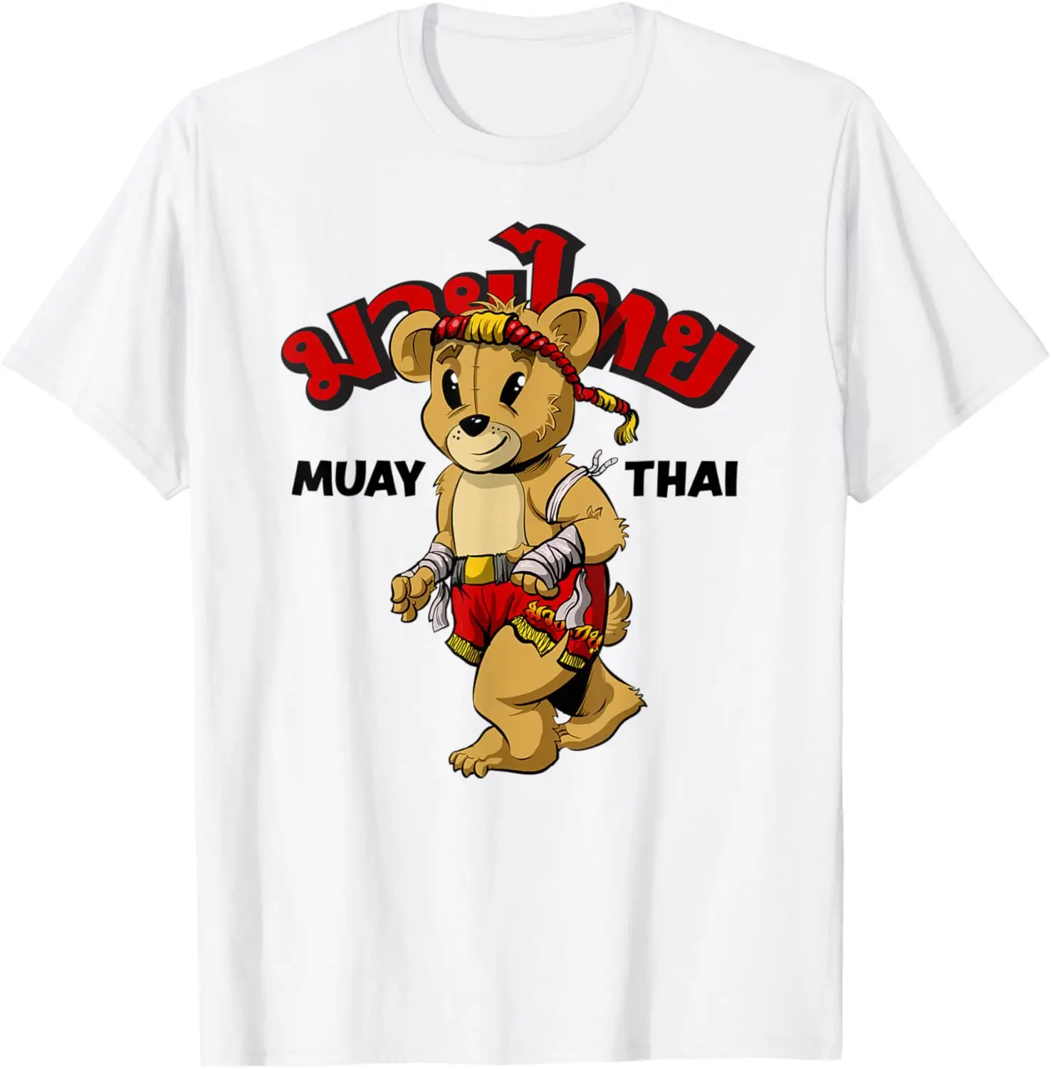Cute Bear Thai Boxing Fighter Boxer Muay Thai T-Shirt 100% Cotton O-Neck Short Sleeve Summer Casual Mens T-shirt Size S-3XL