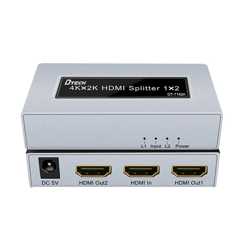 하이테크 HDMI 분배기 1in 2 Out 4k/2k@30hz 3D 24-26AWG Dc5v HDCP 1.4 hdmi 비디오 분배기 광학 Cctv 멀티미디어