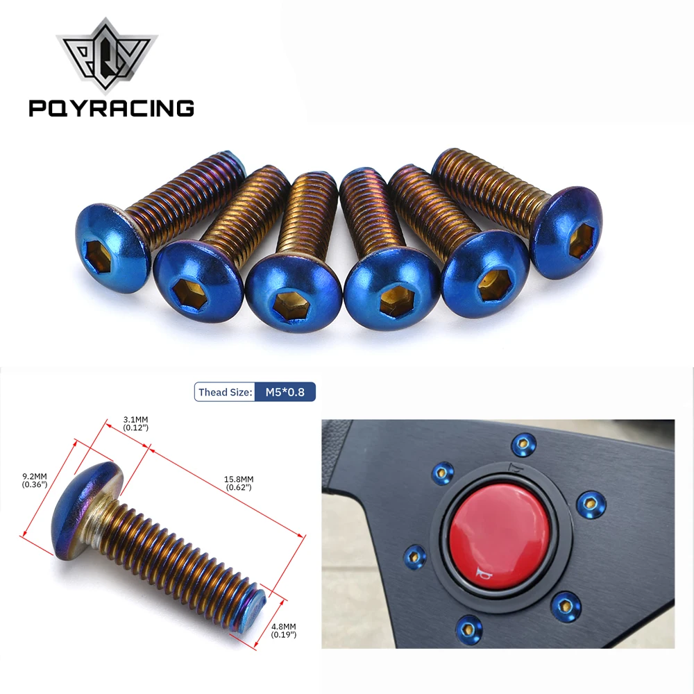 PQY - 6Pcs/Lot Burnt Titanium Steering Wheel Bolts Fit A Lot Of Steering Wheel Works Round Boss Kit PQY-LS06CR-R