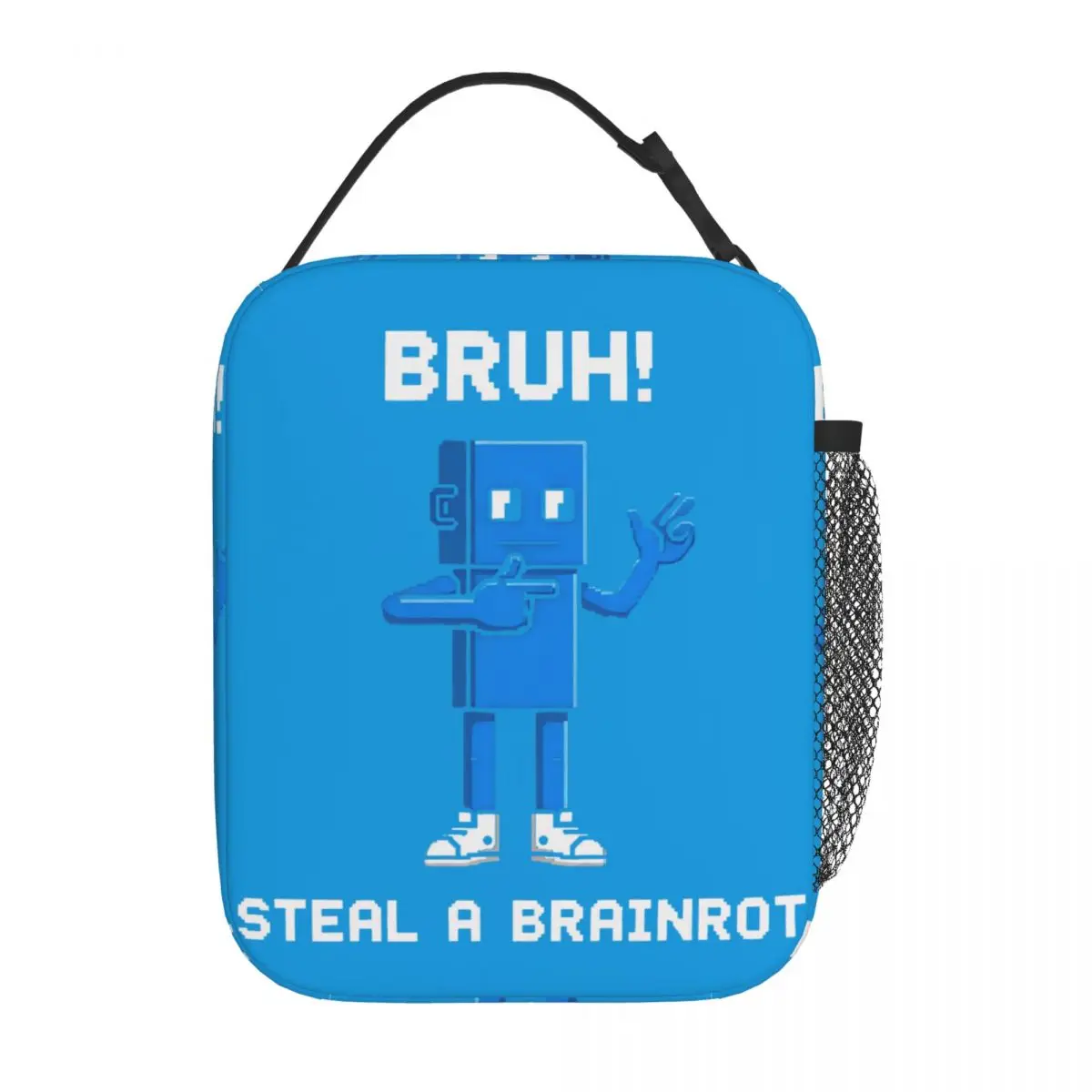 Bruh Steal A Brainrot Pixel Art Meme Isolierte Lunchtaschen Thermotasche Mahlzeitenbehälter Tragbare Lunchbox Tragetasche Lebensmittelhandtaschen