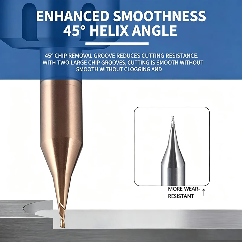1 Stück HRC60 Hartmetall-Schaftfräser 2 Schneidkanten Mikro-Flachfräser 0,1-0,95mm CNC-Fräser für Stahl, Metall und Aluminium – Detail 4