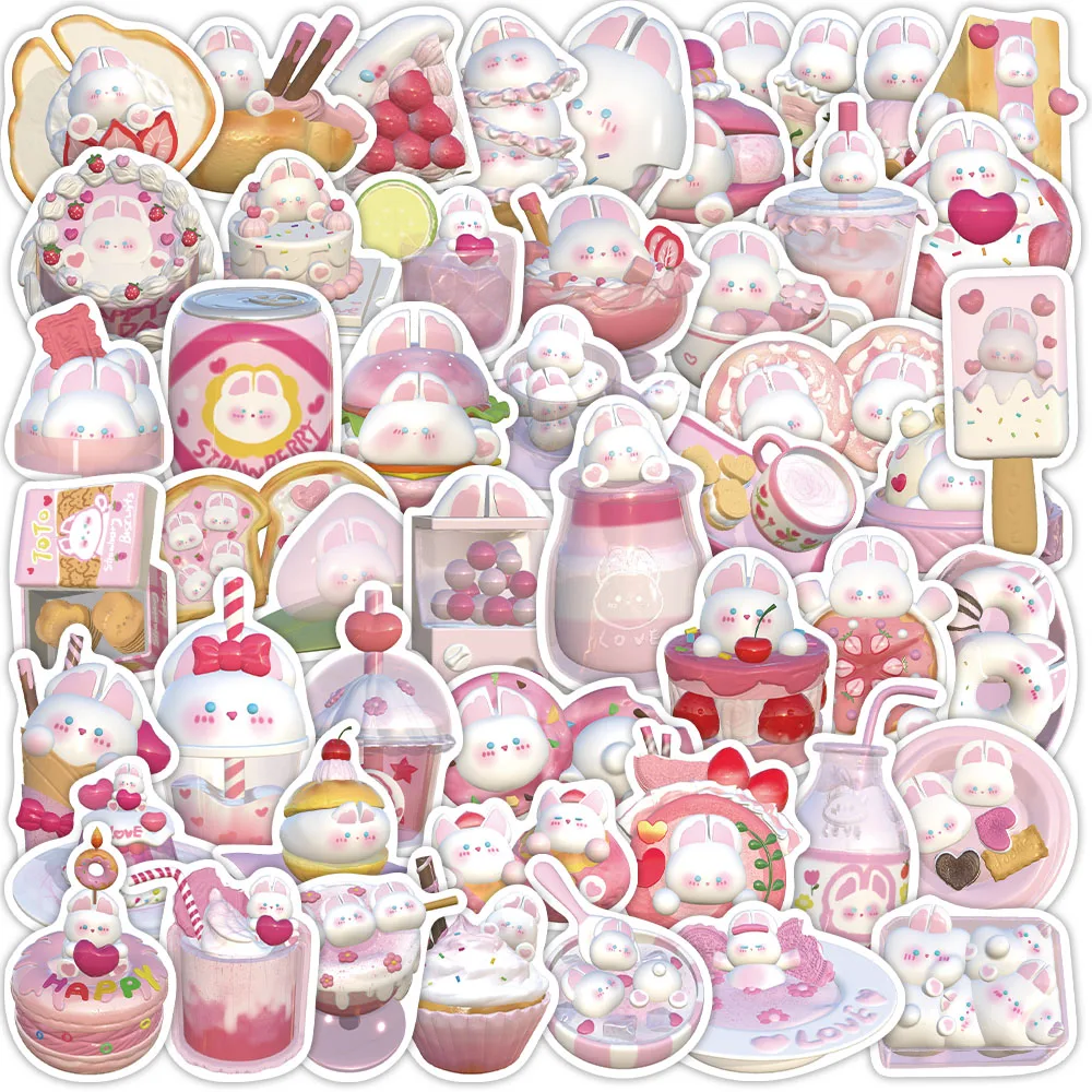 50PCS Cartoon Pudding Rabbit Treasure Graffiti Stickers Decorative Guitar Phone Case DIY Luggage Laptop Waterproof Stickers