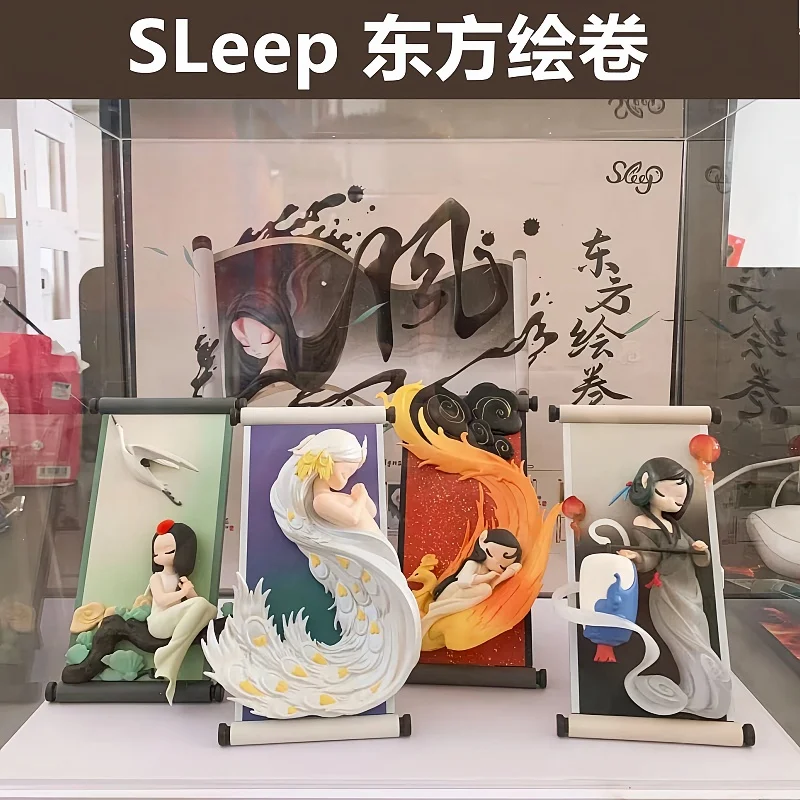 Sleep Blind Box Chinese Scrolls Series Mysterious Surprise Box Collection Figure Cute Desk Ornament Model Guess Toys Doll Gifts