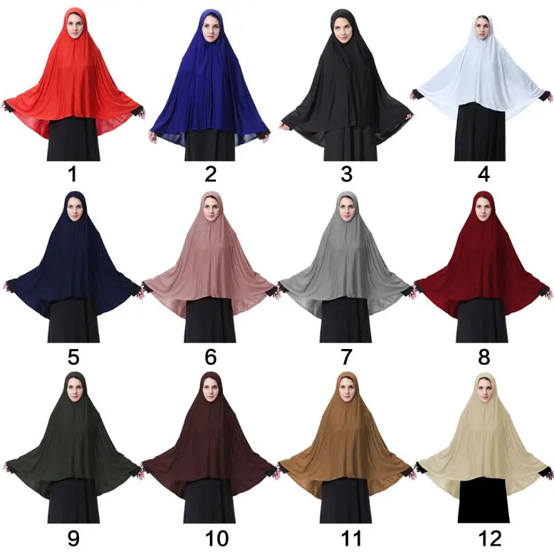 

Womens for Extra Long Milk Fiber Muslim Arab Hijab Elegant Solid Color Islamic Prayer Lightweight for Head Scarf Wrap Sh