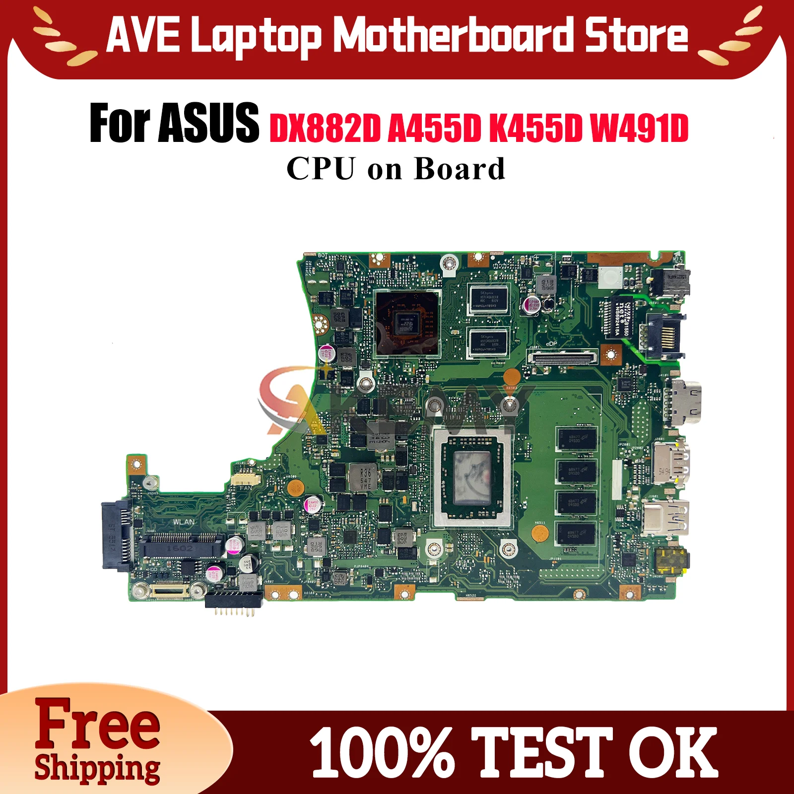 

X455DG Материнская плата для ноутбука ASUS VivoBook W491D K455D DX882D W419D X455D A455D X455DG Материнская плата для ноутбука с процессором, быстрая доставка stk