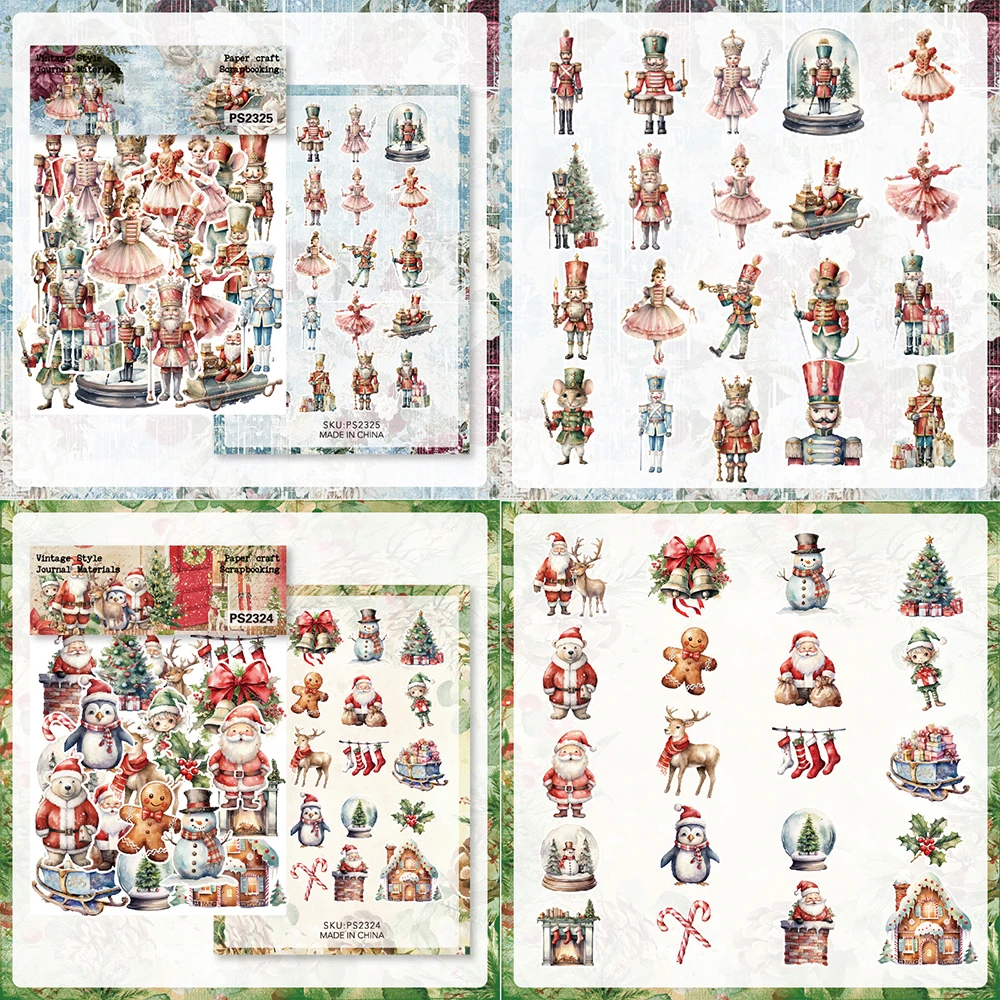 40Pcs Creative Christmas Sticker DIY Journal Handbook Decoration Material Collage Stickers Stationery