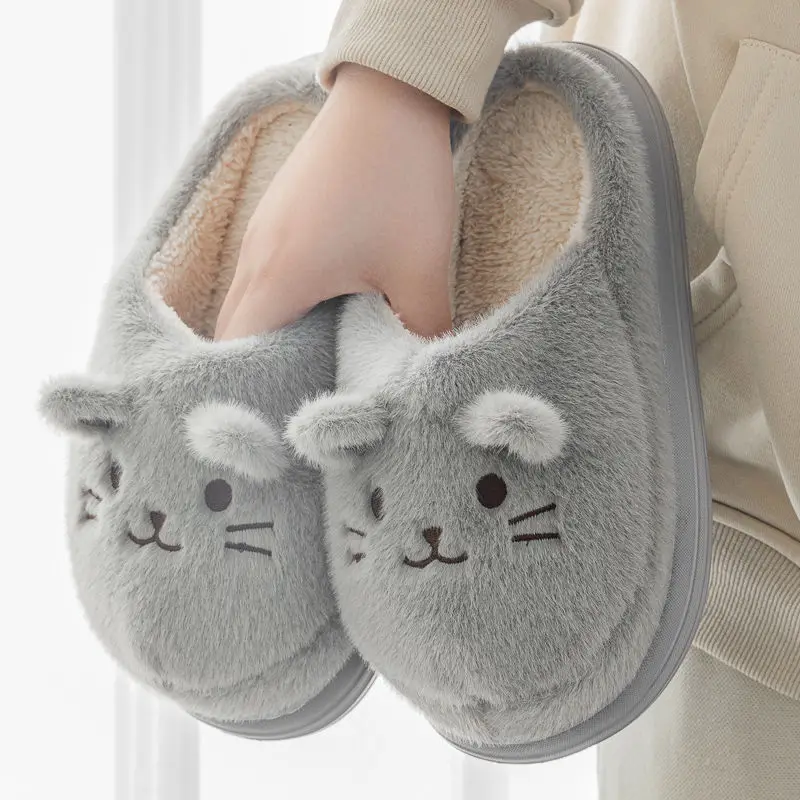 Newest kitty slippers women footsie kittens slides maternity shoes woman fuzzy home slipper cuddly furry cats house shoe 44 45