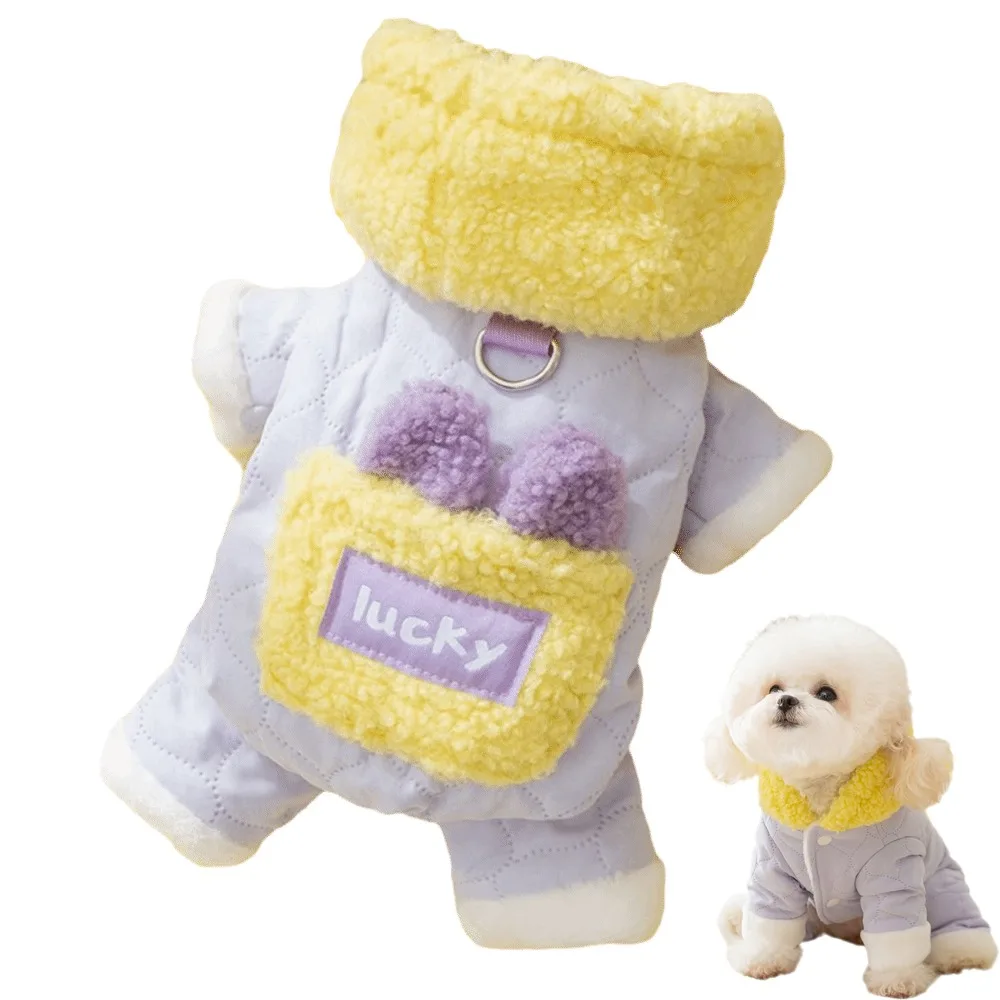 

New Thickened Pet Dog Clothes with Velvet Jacket Pet Supplies Teddy Bear Coat Four Legs Winter Warm Puppy Clothes Vest Winter