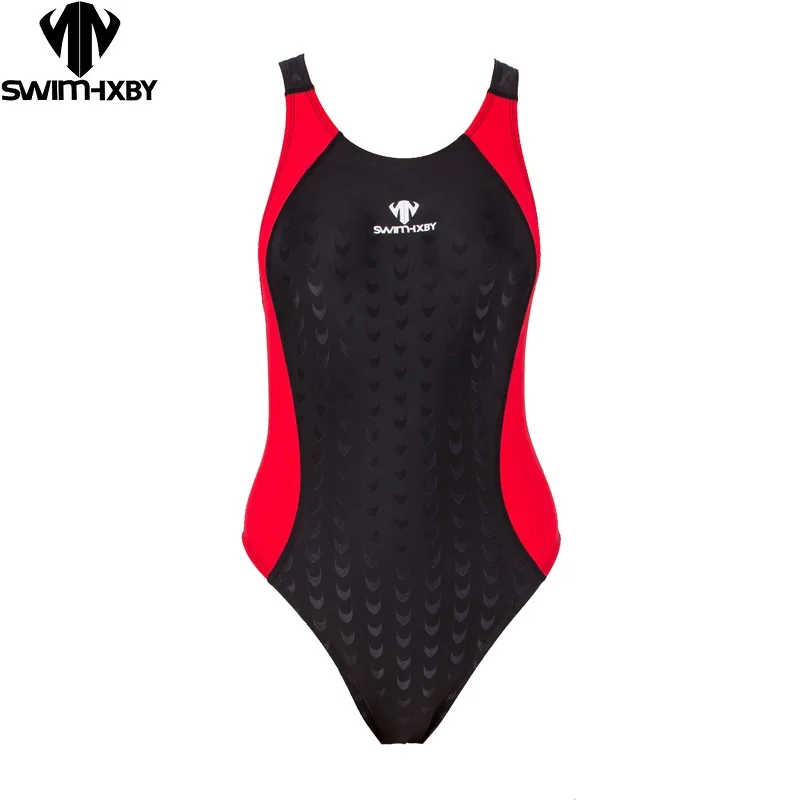 HXBY High Quality One Piece Triangle Racing Competition Waterproof Chlorine Resistant Women Swimwear Plus Size Bathing Swimsuits