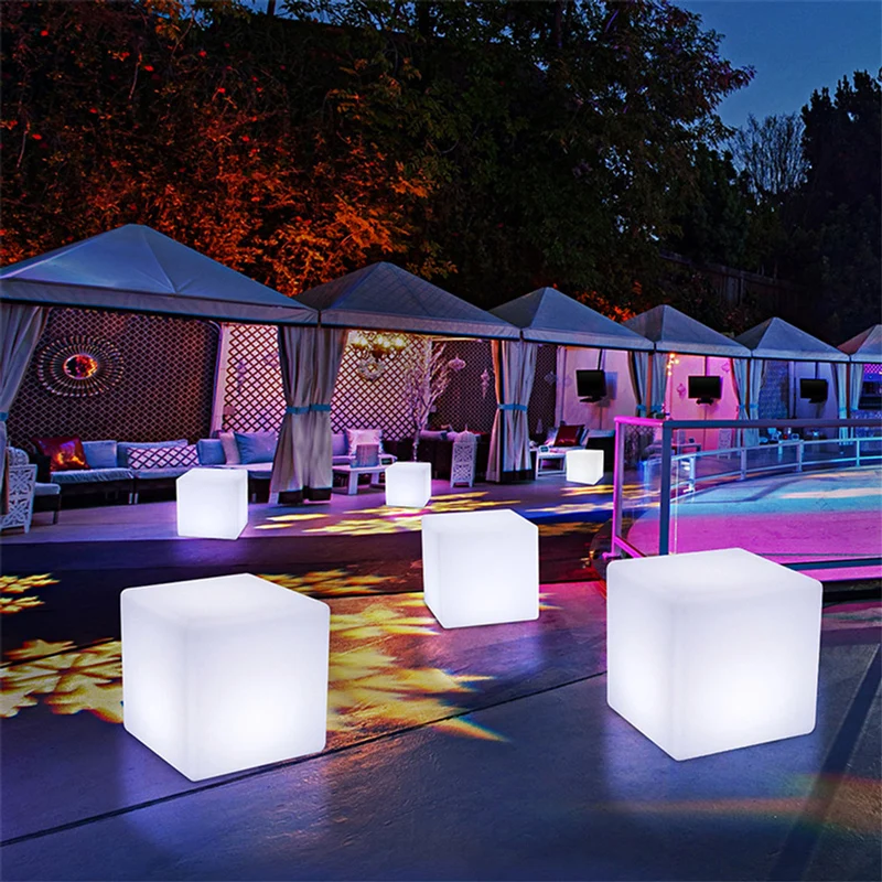 Rechargeable LED Cube Light LED Furniture Waterproof Garden Glowing Stool Cube Remote Control Chair for Bar Nightclub Home Decor