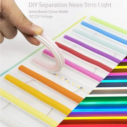 Tira de neón de silicona separada para manualidades, 6mm, 8mm, 12mm, cinta Led Flexible, DC12V, señal de neón LED, resistente al agua IP67