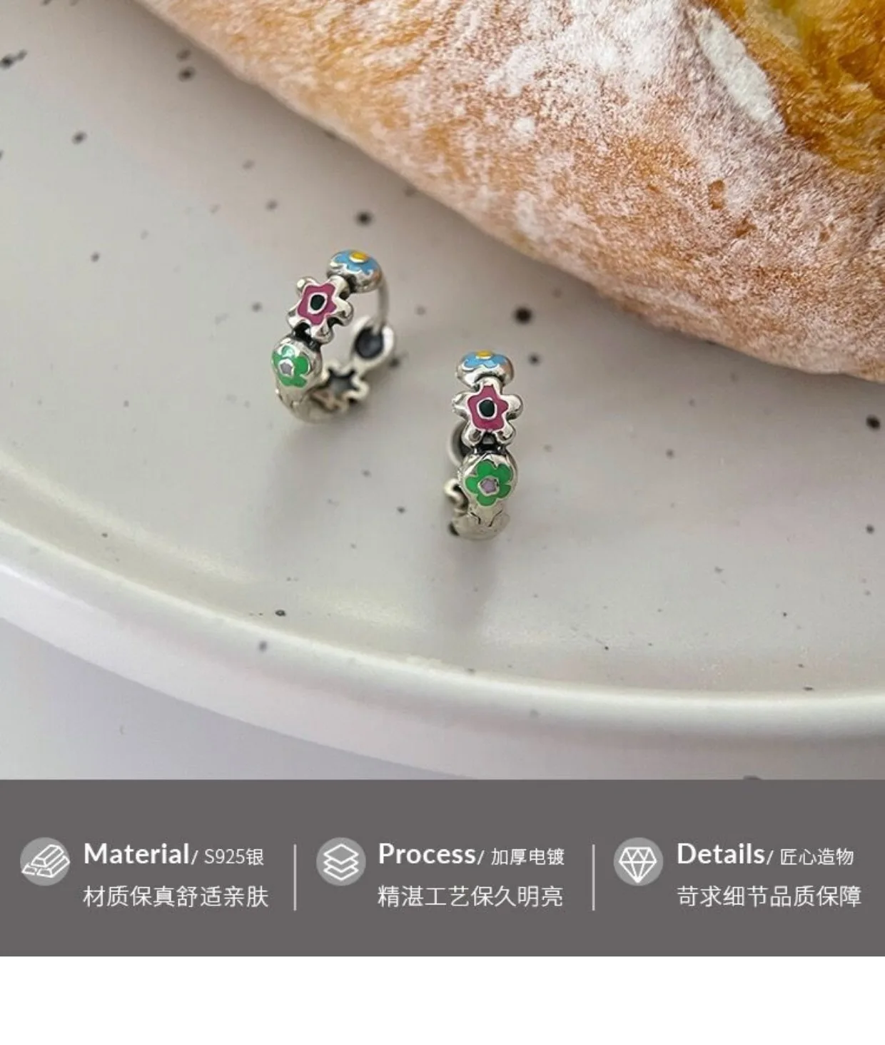 REETI 925 Sterling Silver Earrings Flower Drops Glaze Color Creative Hot Sexy Jewelry For Women Gift Customized