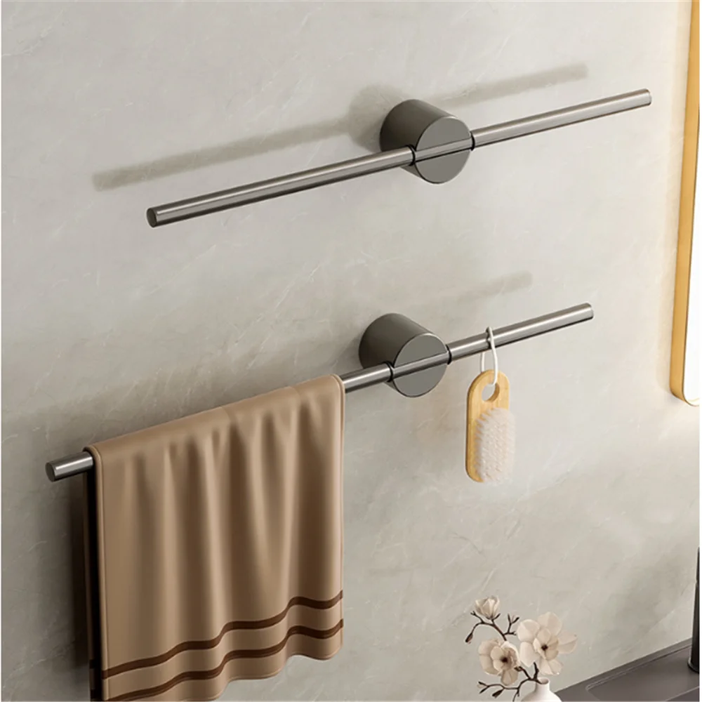 

Aluminum Bathroom Towel Holder Wall Mounted Towel Hanger Grey Towel Rack Storage Rack Shelf 40cm/50cm Bathroom Towel Bar