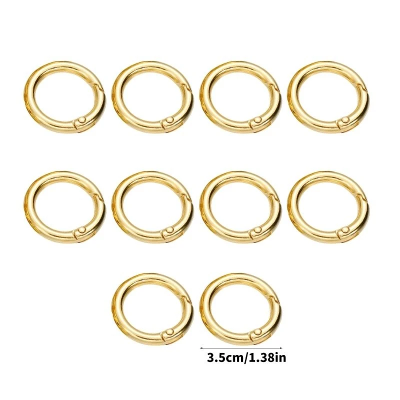 

10 шт. Золотые кольца Clips Clips Spring O Rings Actedment для сумков и ремесла