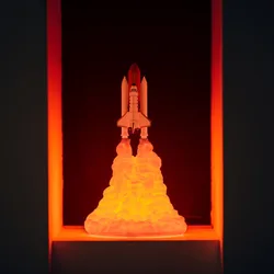 3D Printed LED Space Shuttle Rocket Night Lamp-USB Rechargeable Space Desk Light-Ideal Christmas and Birthday Gift for Children