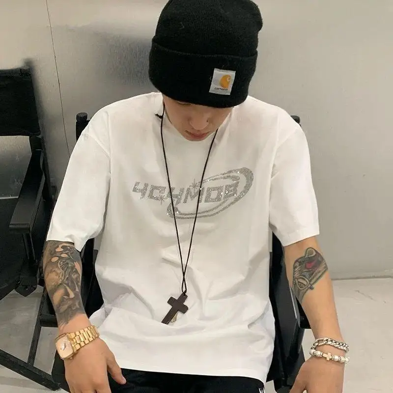 Pure Cotton Short-sleeved T-shirt, 2025 Summer New Men's Fashion Loose Streetwear Top