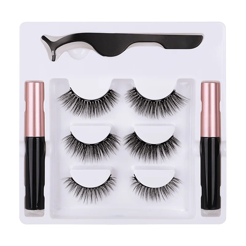 3 pairs of magnetic eyeliner pen high imitation mink hair false eyelashes, curly and thick, not easy to leak