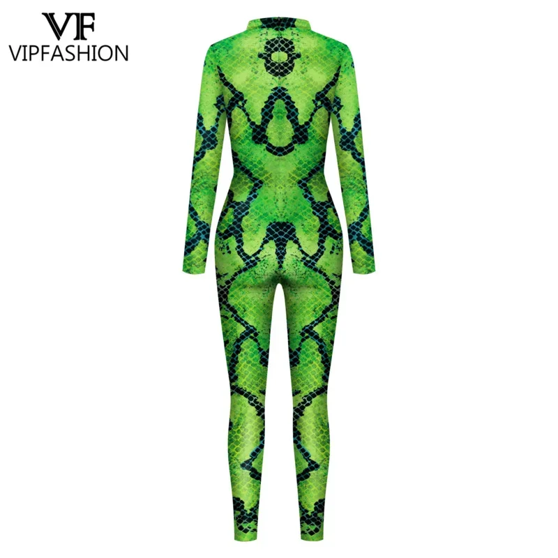 VIP FASHION Top Animal Tuta sexy Donna Modello serpente Costumi di Halloween per le donne Zentai Carnevale Nightclub Party Cosplay