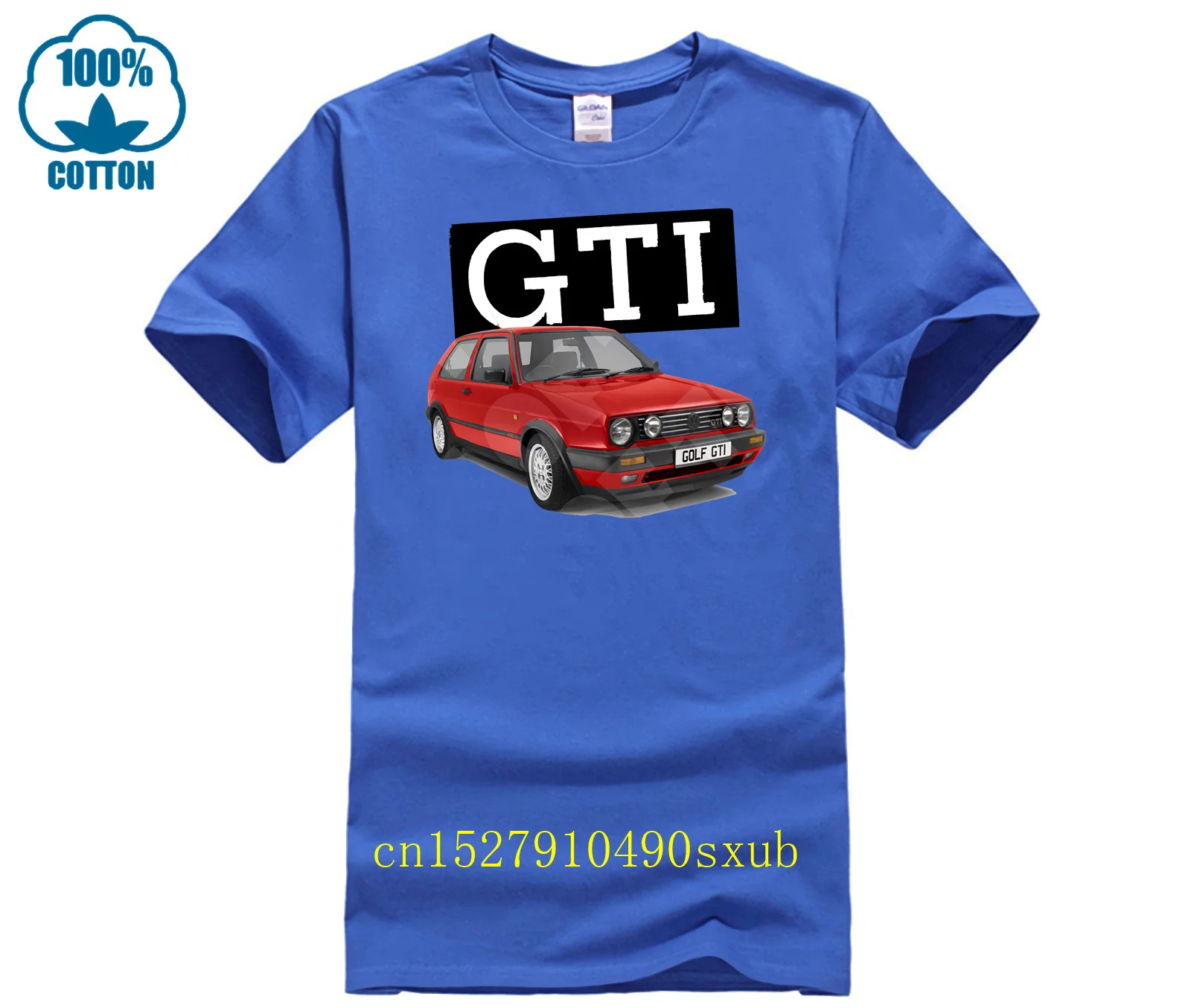 Mk2 Red Golf Gti Mens 100% cotton T Shirt Personalised number plate opt.