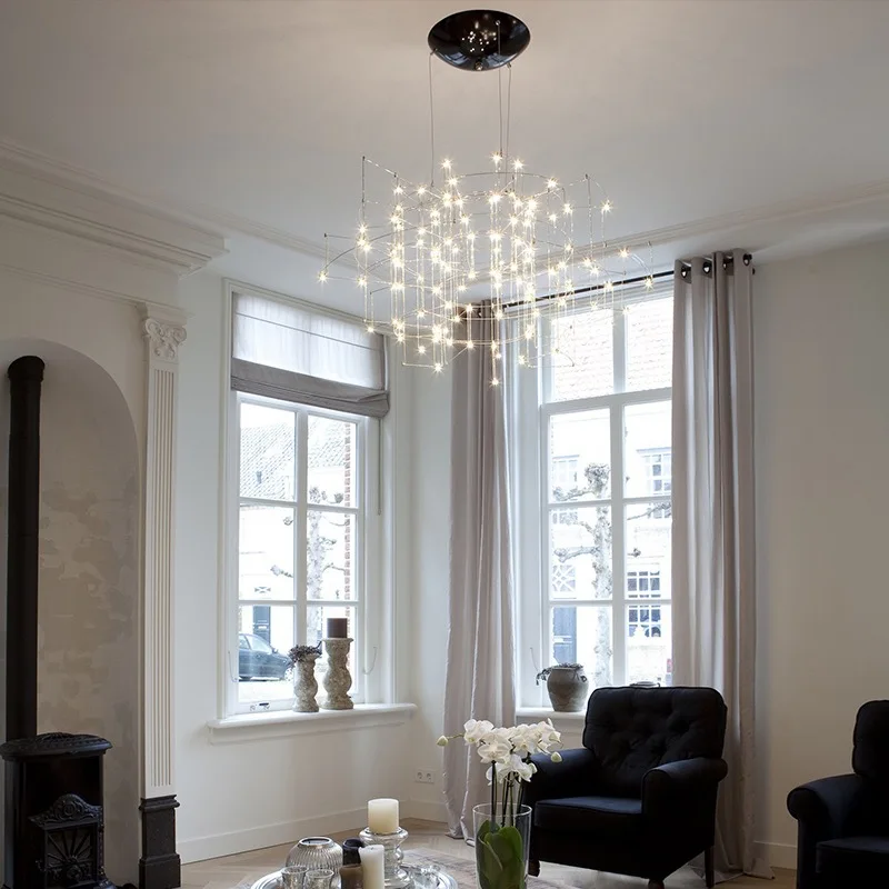 الحديثة LED اليراع غرفة المعيشة قلادة مصباح فاخر كروم الثريا لفيلا صالون بار مقهى الإبداعية مطعم مصباح معلق #6