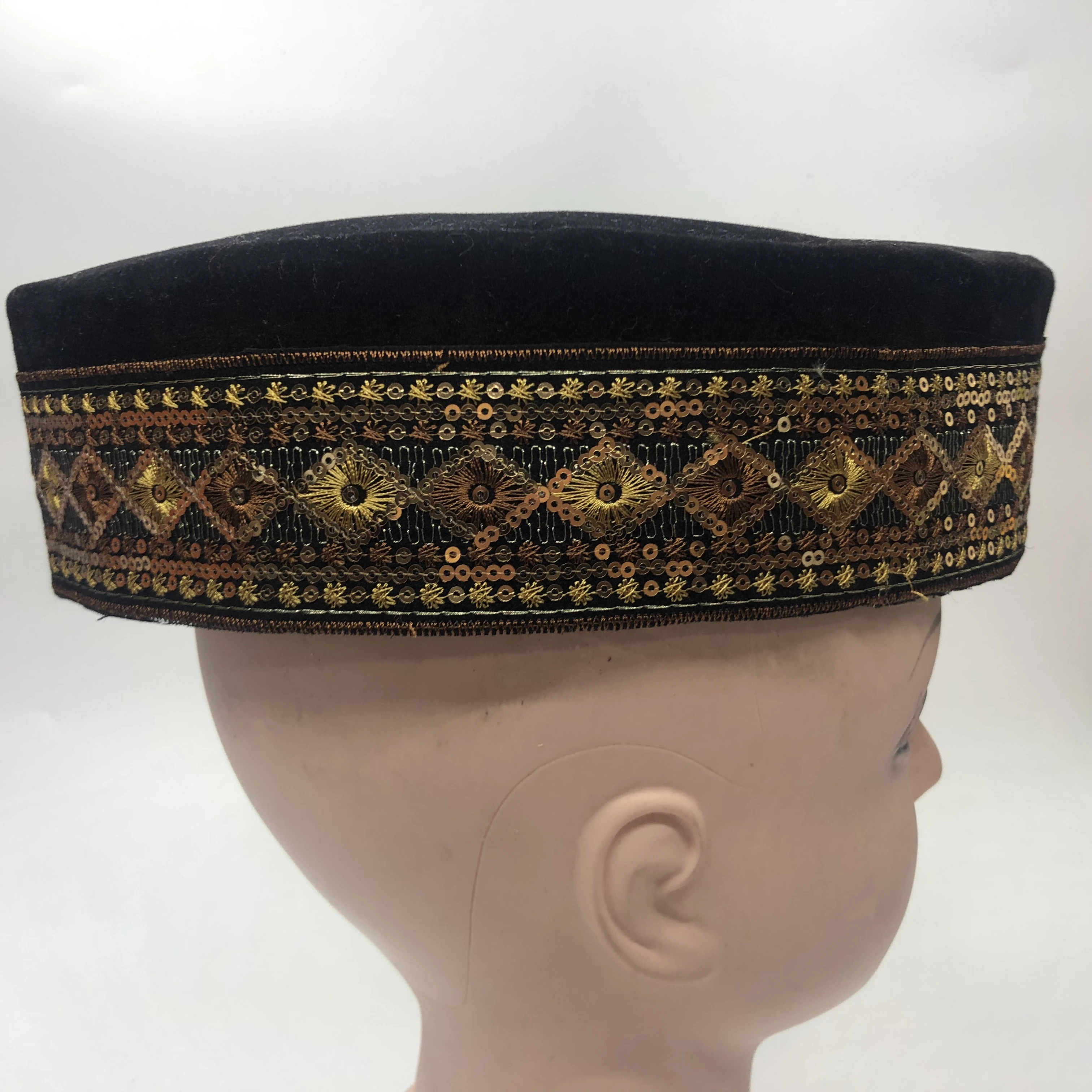 Boné muçulmano de lantejoulas para homens, oração Kippa, chapéu malaio, boné islâmico, bonés muçulmanos, roupas, produtos fiscais, frete grátis, 03263