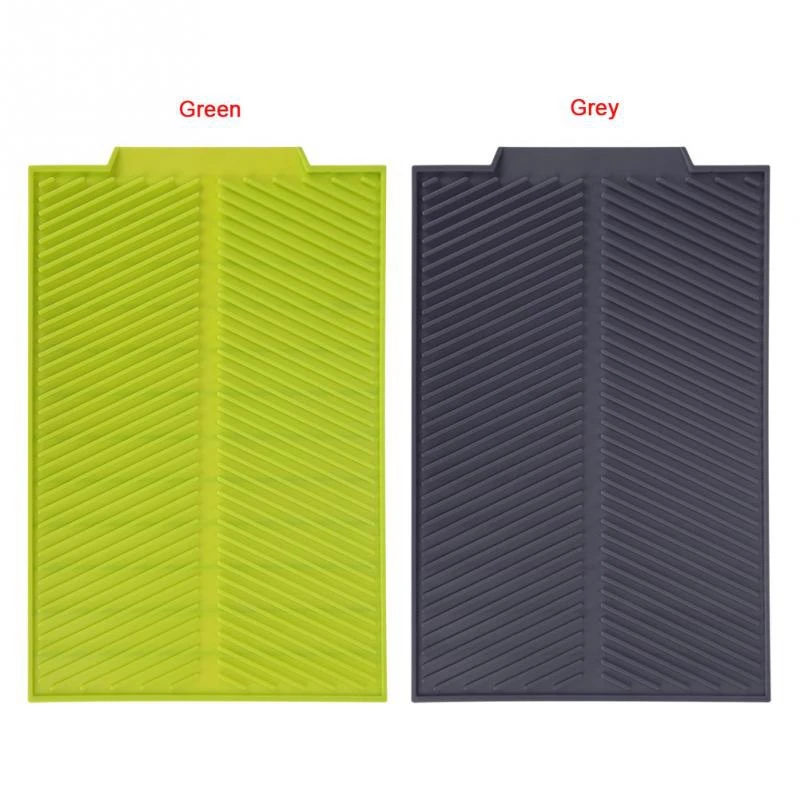 Silicone Dish Drying Mat Flume Folding Draining Mat,Rectangle Drain Mat Drying Dishes Pad Heat Resistant Non-Slip Tray