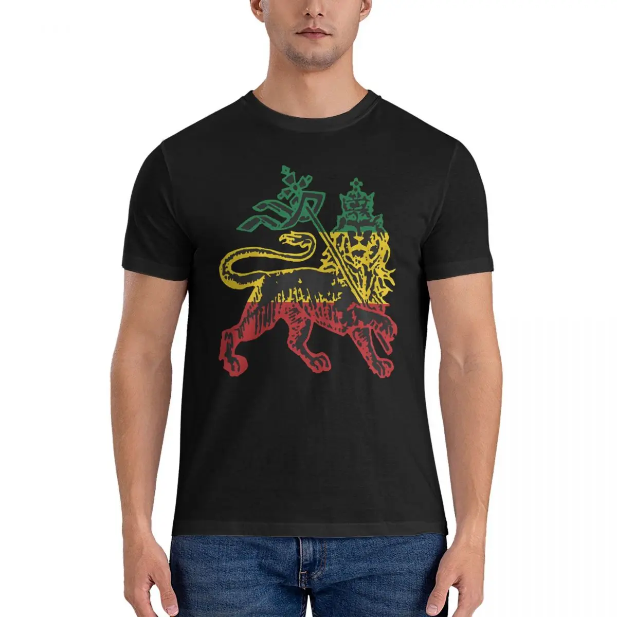 Flag Ethiopia King Selassie Rasta T Shirt 100% Cotton Crazy T-Shirt O Neck Lion Of Judah Tees Short Sleeve Clothes New Arrival