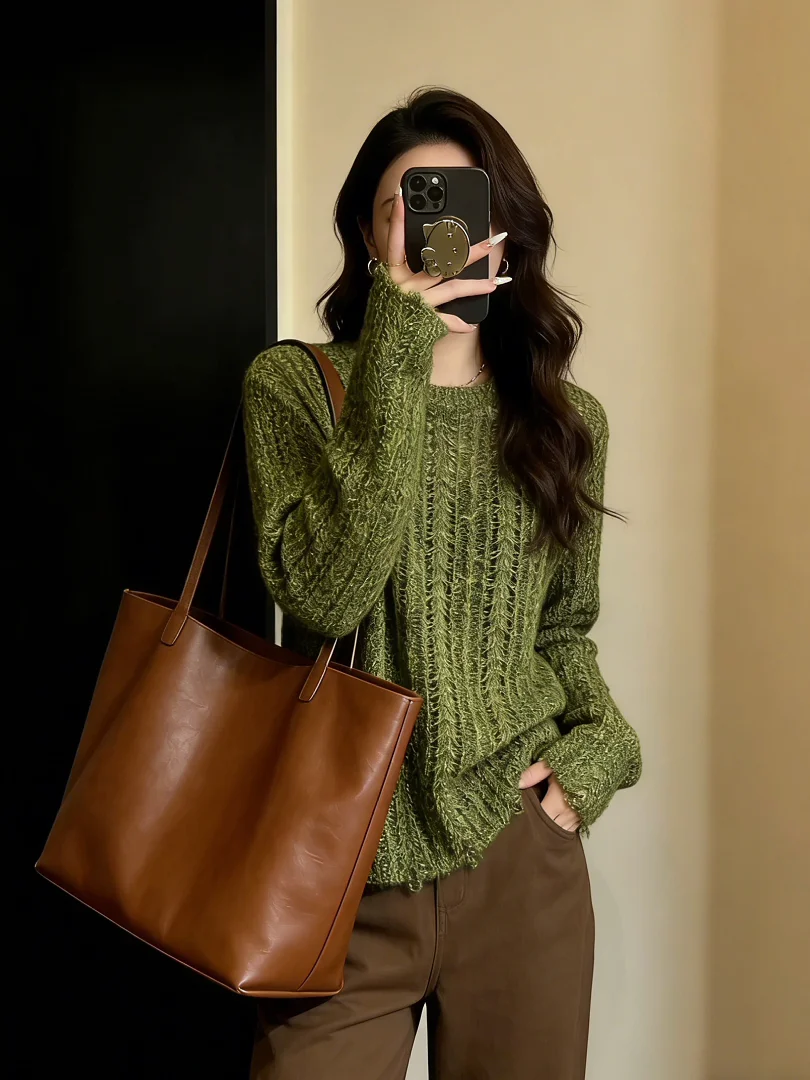 

Раннеосенний корейский вязаный свитер с длинными рукавами, красивый, уникальный, элегантный, для женщин и девушек