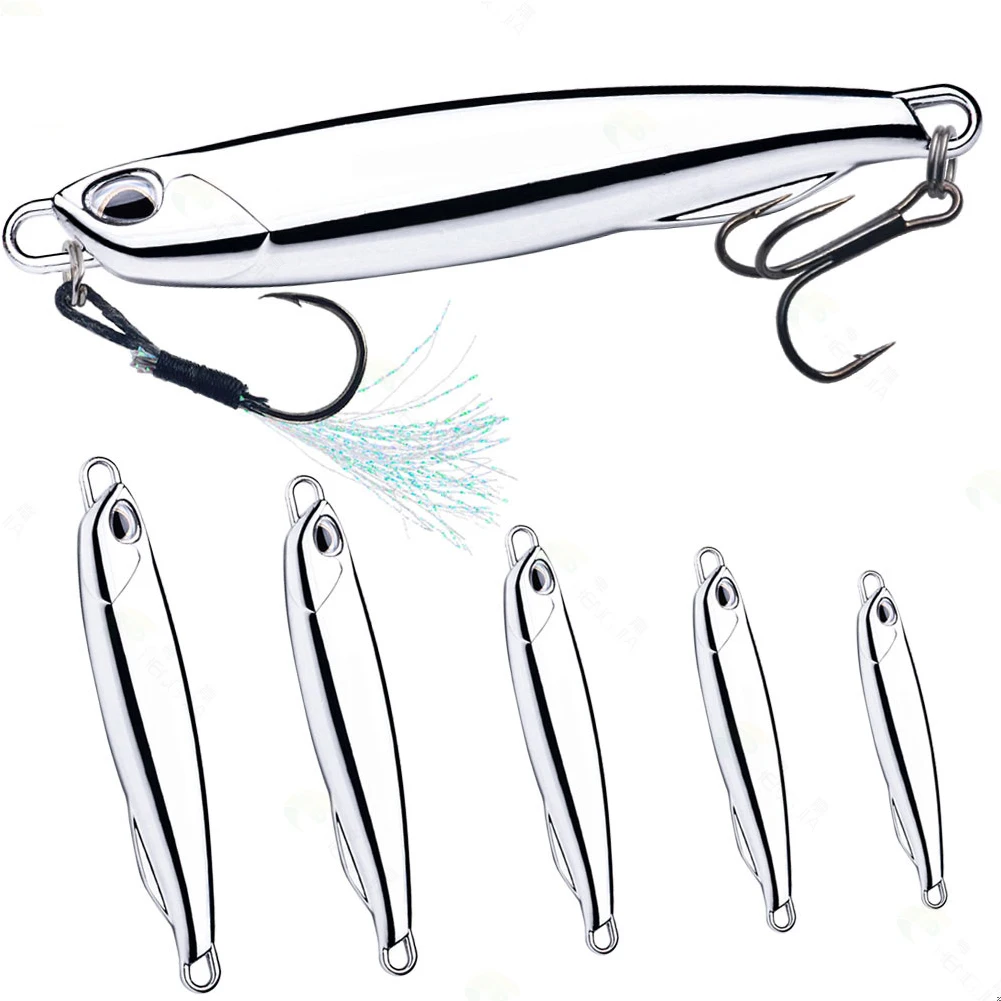 5/10PCS Fishing Lures Jigs 10g 15g 20g 30g 40g Jigbait Fishing Lure Silver Plating Shore Cast Decoys Bait Artificial Pesca Lure