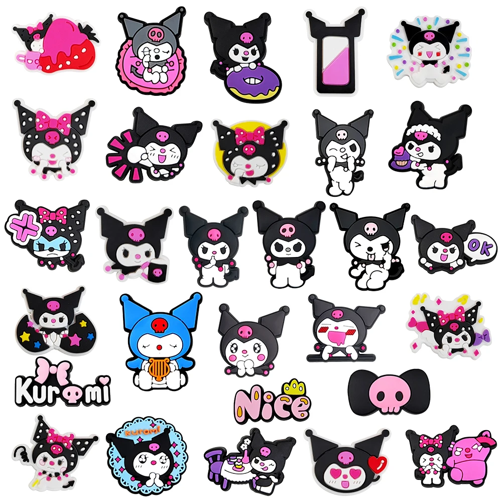 6-66PCS Cartoon Kuromi Shoe Charm Mix Wholesale PVC Decor Buckle Sandal Clog Bag Wristband Detachable Waterproof To X-MAS Gift