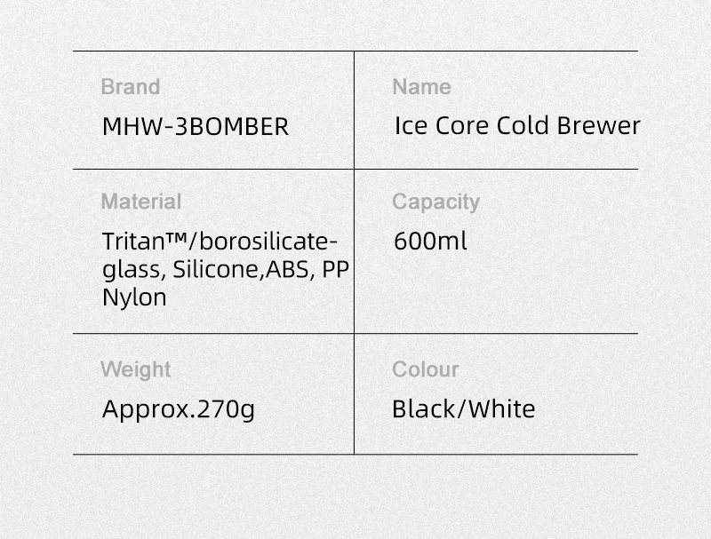 MHW 3BOMBER 1/2 Pack 600ML Cold Brew Coffee Maker Detachable Coffee Pot with Mesh Filter Home Barista Tool Portable Camping