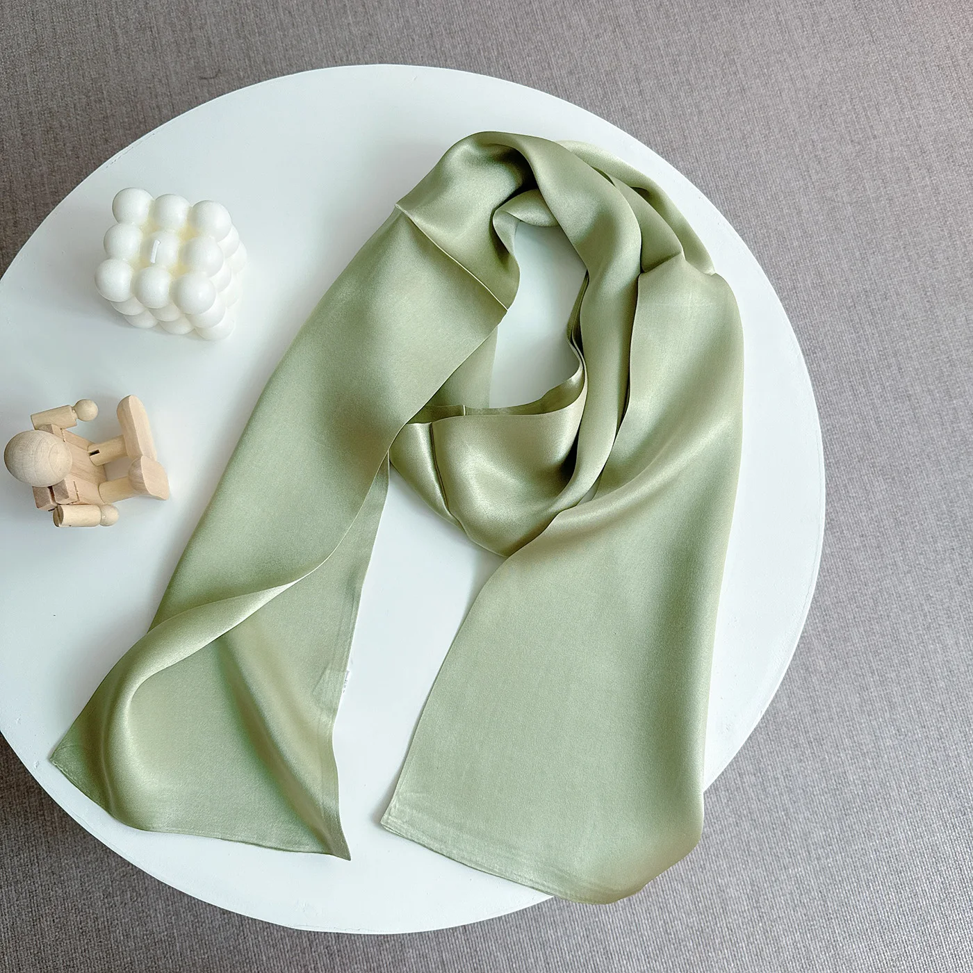 

100% шелковый шелковый однотонный длинный шарф пастельно-зеленого цвета, высокое качество, 12 мм, 150x16 см, двухслойная тонкая шелковая атласная лента для волос