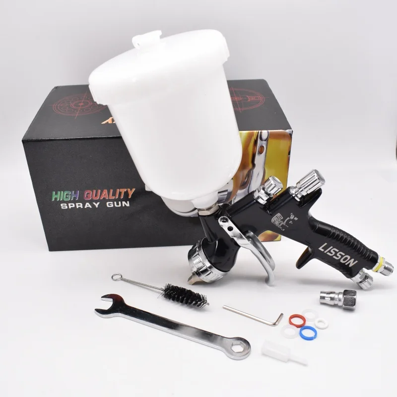 Professional HVLP Spray Gun, equipped with a 1.3mm nozzle and a 600cc paint cup, suitable for spraying automotive primer