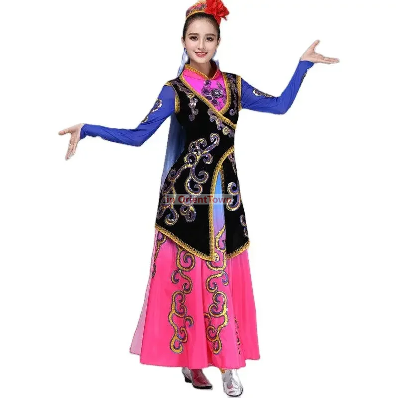 Uygur Festival Party Stage Wear Chinese Folk Dance Costumes Xinjiang National Traditional Female Clothes