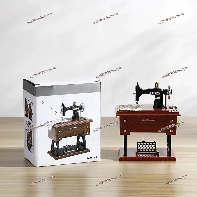 Sewing Machine Music Box, Retro Simulation Small Sewing Machine Model Music Box