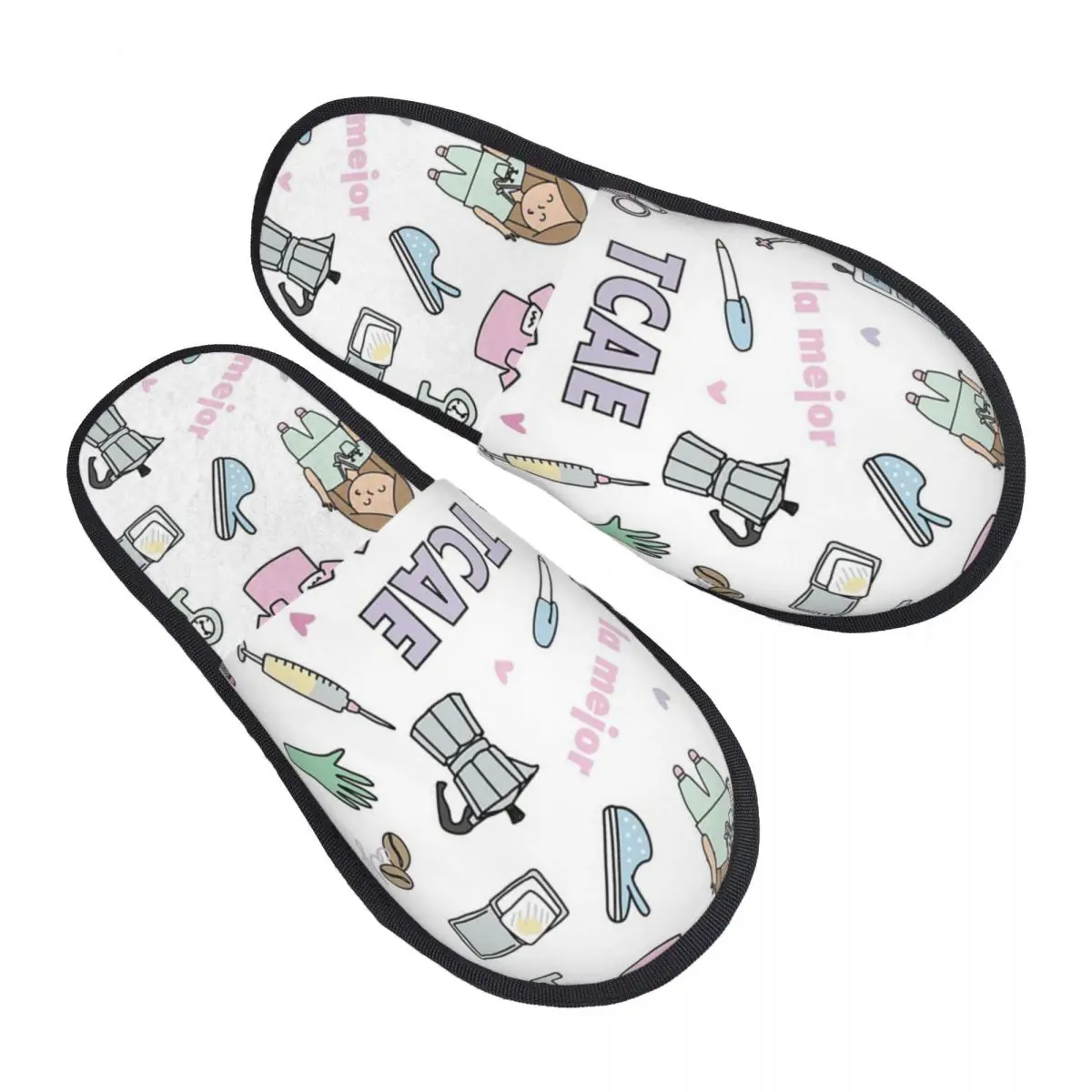 Custom Cartoon Doctor Nurse Enfermera En Apuros Soft Memory Foam House Slippers Women Comfy Warm Anti-skid Sole Slipper