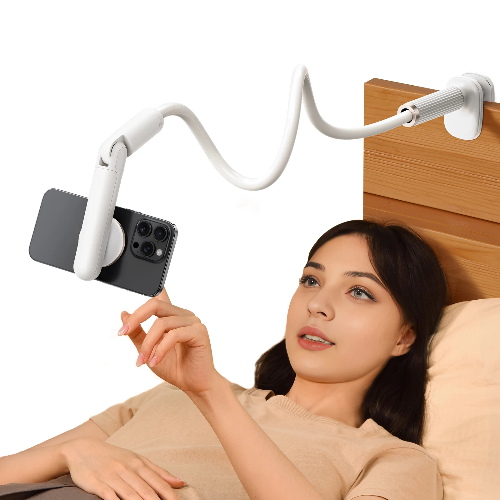 

Oatsbasf Universal Gooseneck Phone Stand Holder Magnetic for Desk Arm Flexible Lazy Holder 360° Rotatable Bed Phone Clip Bracket