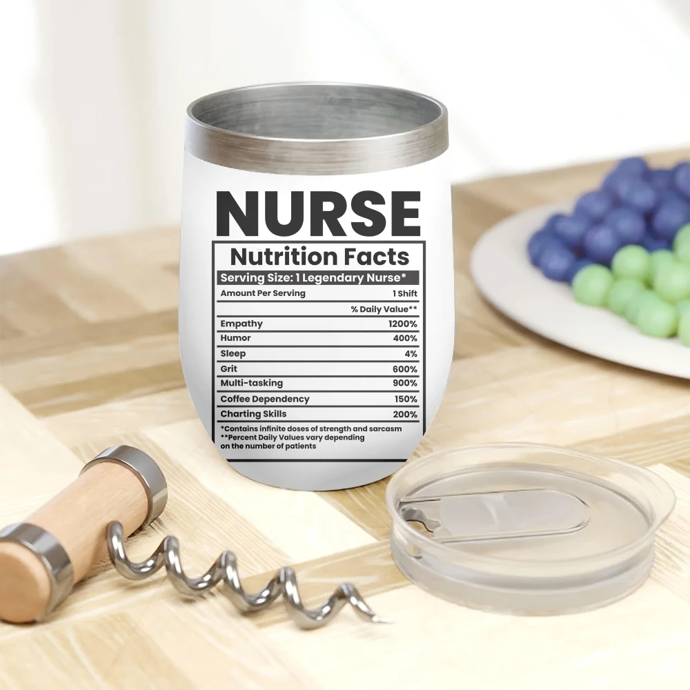 Nurse Nutrition Facts Vacuum Flasks 12oz Insulated Wine Tumbler Vacuum Coffee Mug Egg Shape Thermos Cup