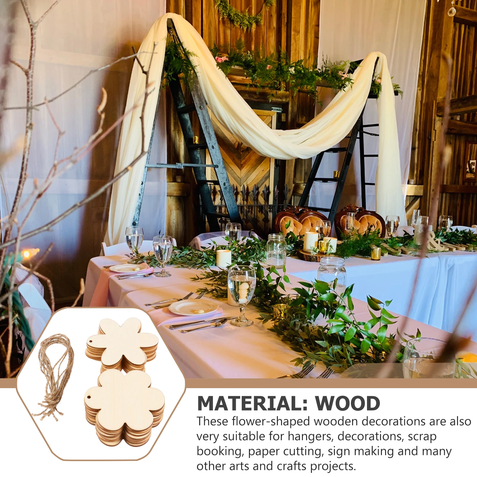 

60pcs Flower Chips Animal Shaped Slices Graffito Hanging naments DIY Crafts Christmas Wooden Hanging naments Decorations