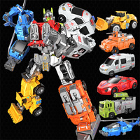 6 in 1 rescue deformation team combined hand-made children's deformation robot toy alloy version boy gift