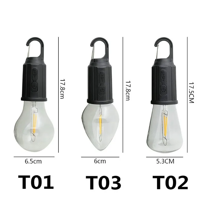 Przenośna lampa kempingowa 600mAh lampa kempingowa LED z hakiem przenośna latarnia oświetleniowa typu C wodoodporna do wędrówek wędrownych