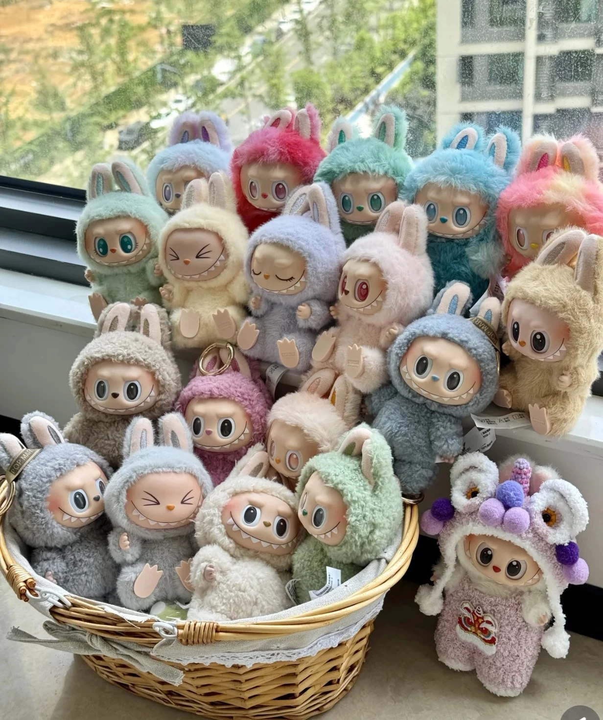 For Labubu The Monsters Blind Box Hot Toy Heartbeat Macaron Enamel Face PVC Figure Doll Kawaii Ornament Keychain Gift for Kids