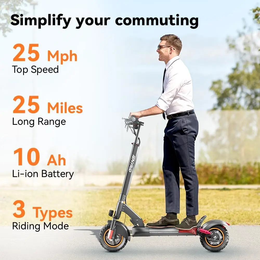 High-Performance Adult Electric Scooter 600W Motor, 10Ah Battery, 31-Mile Range, and 28MPH Top Speed with Comfortable Seat