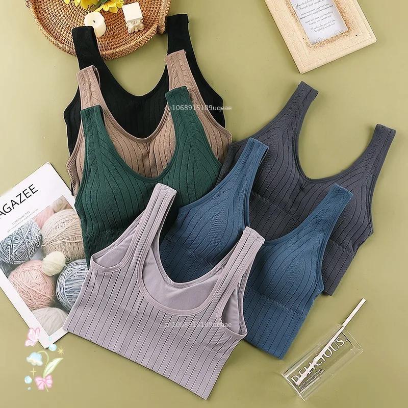 New Women Seamless Sports Crop Top Sexy Bra Female Tube Tops Home Base Tank Sleeveless Camis Lingerie Underwear Lencería