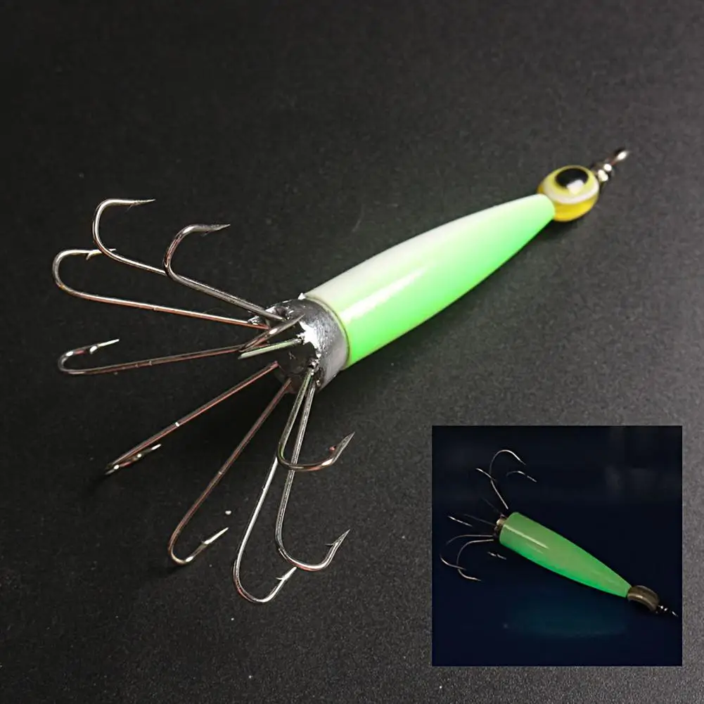 Squid Jig Hook 8/10 Needles with Eye Sharp Bright Color Fish Attraction Glow in Dark Cuttlefish Sleeve Octopus Fishing Lure Hook