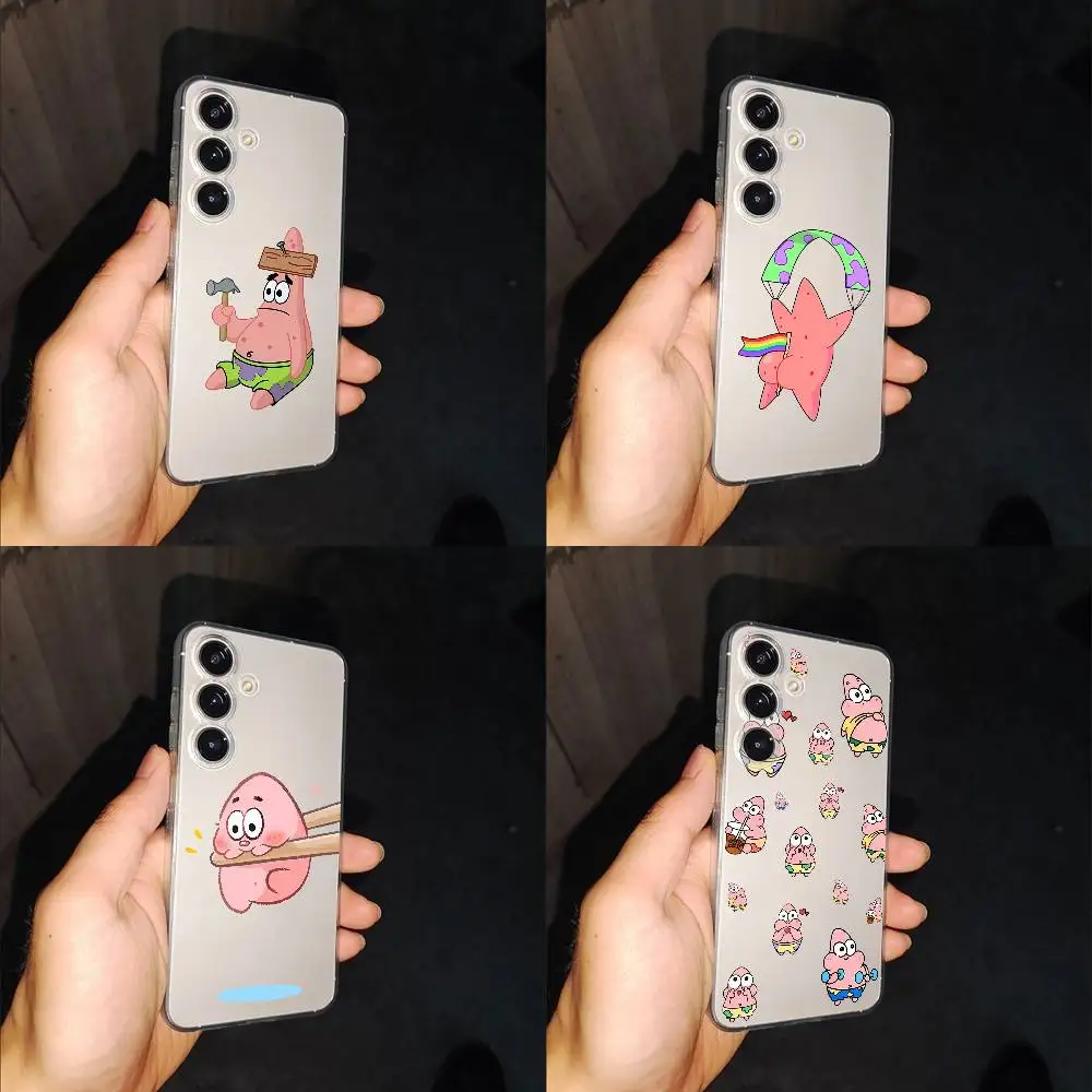 

P-Patrick Starfish S-Star Phone Case For Samsung S24,30,21,22,23,20 FE,lite,PIus,Ultra,5G,Note,9,10 Transparent Box