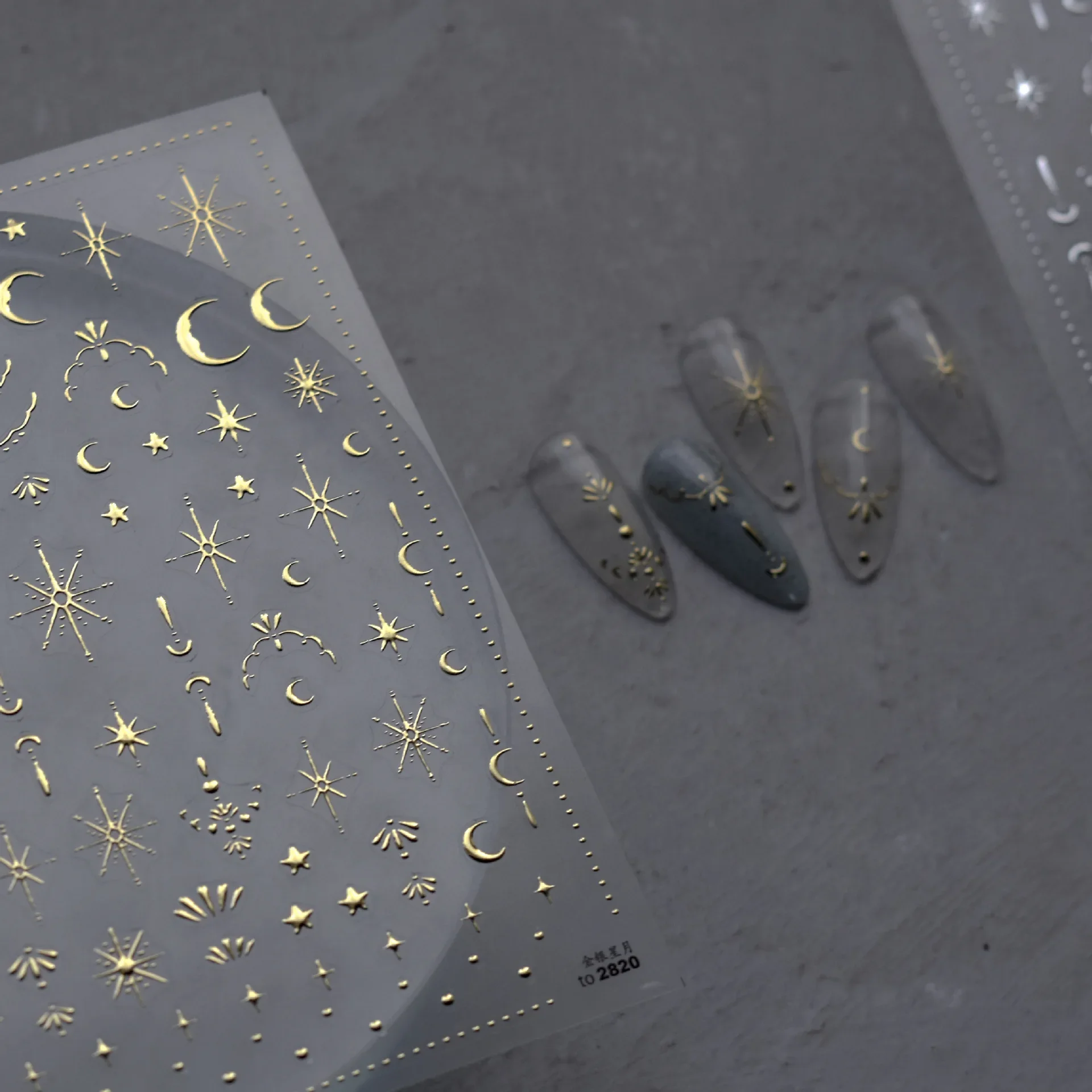 1pcs 5D Bronzing Retro Fire Nail Art Stickers Luxury Gold Silver Star Pattern Nail Decorations Transfer Decals DIY Accessories
