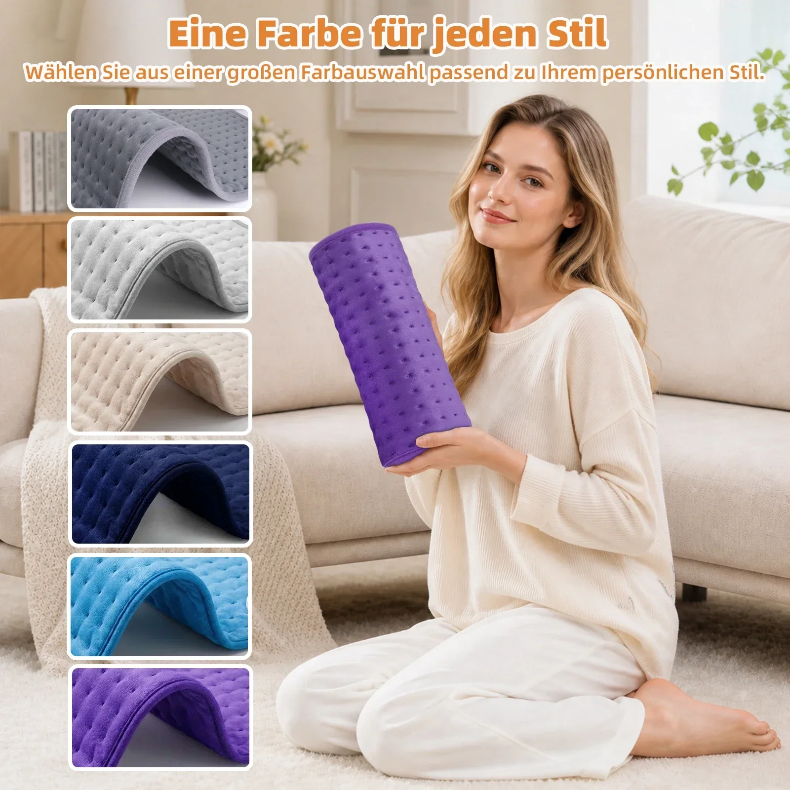 Electric heating pad for back pain relief,6 temeprature settings & auto off ,machine washable thermal heat pad for neck shoulder